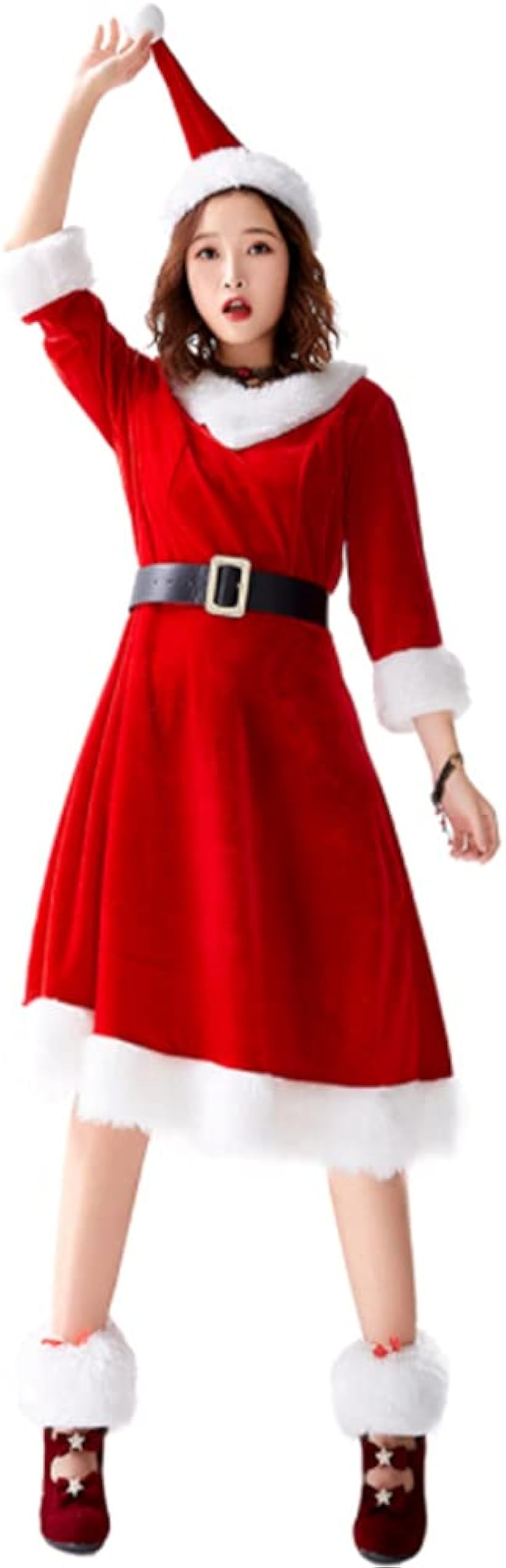 エムラインストアのサンタコスプレ レディース クリスマス 仮装 ワンピース M (M)｜アングル2