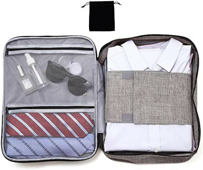 Travel Appliances - シャツケース 収納 出張 ワイシャツ2-4枚収納 たたみプレート2枚と小物入れ付 重さ180g グレー (グレー)