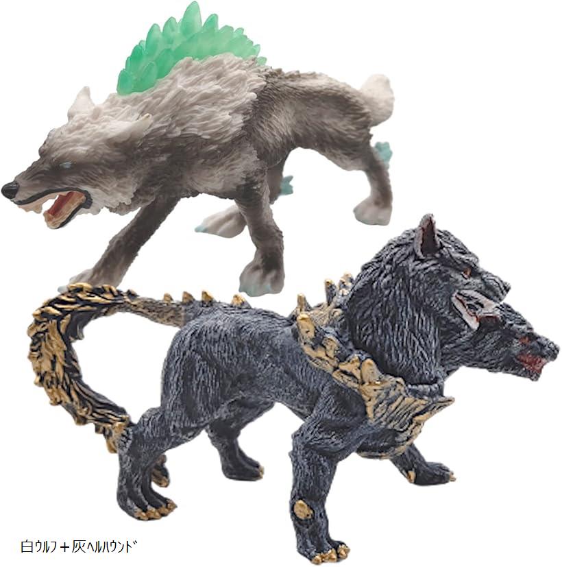 神話フィギュア スノーウルフ ヘルハウンド モンスター 人形 6+ 白ウルフ＋灰ヘルハウンド 白ウルフ＋灰ヘルハウンド