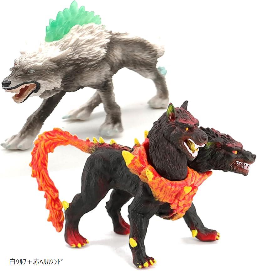 神話フィギュア スノーウルフ ヘルハウンド モンスター 人形 6+ 白ウルフ＋赤ヘルハウンド 白ウルフ＋灰ヘルハウンド 白ウルフ＋赤ヘルハウンド