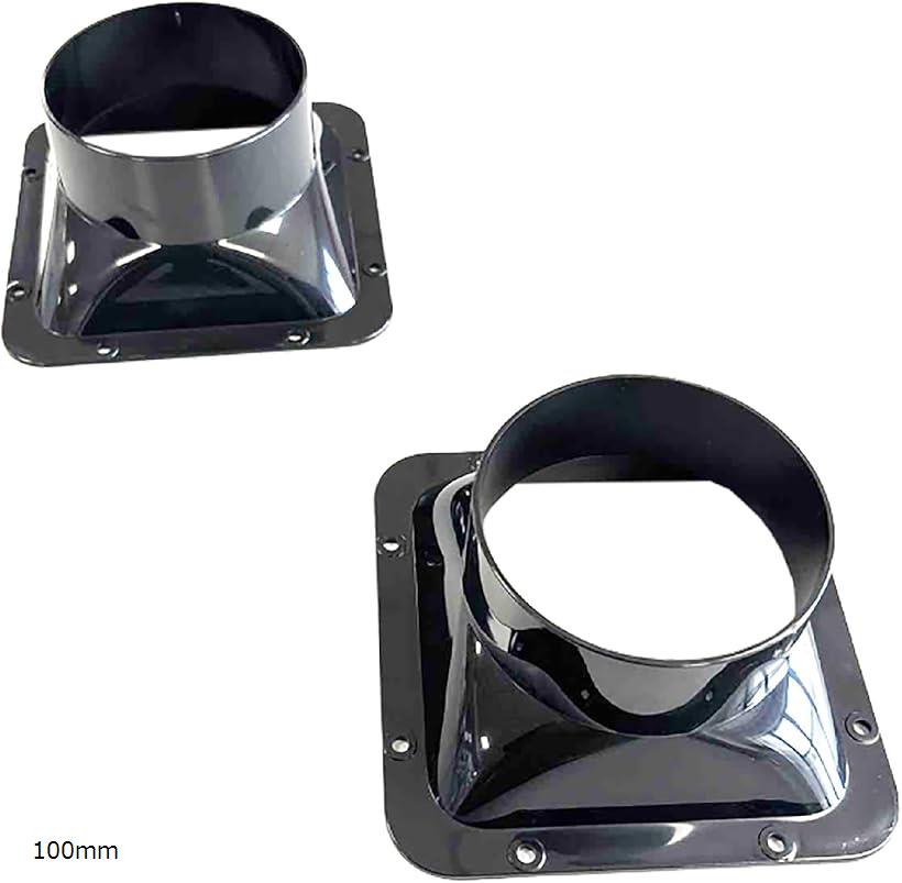 互換品 ダクトコネクター 方型 換気 排気 四角 ストレートパイプ フランジ 換気システム 配管部品 ブラック 2個セット 100mm