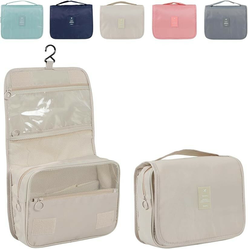 Travel Goods - トラベルポーチ トイレタリーバッグ 大容量 フック付き 洗面用具入れ 化粧ポーチ アイボリー (アイボリー)