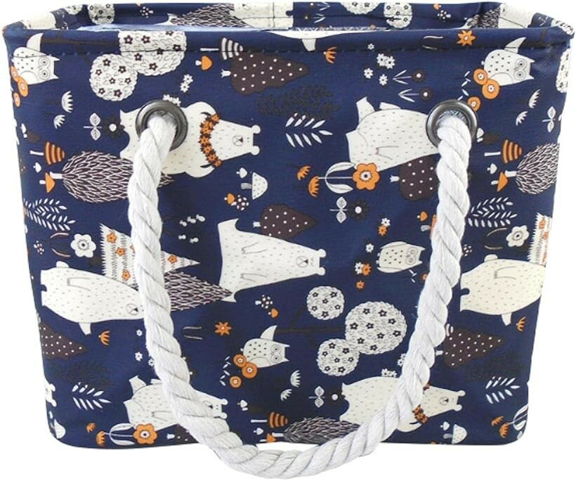 Beach Bags, Pool Bags - スパバッグ 温泉バッグ プール 銭湯 大容量 折りたたみ 防水 マチ広め アニマル柄 北極熊-紺 (北極熊-紺, ワンサイズ)