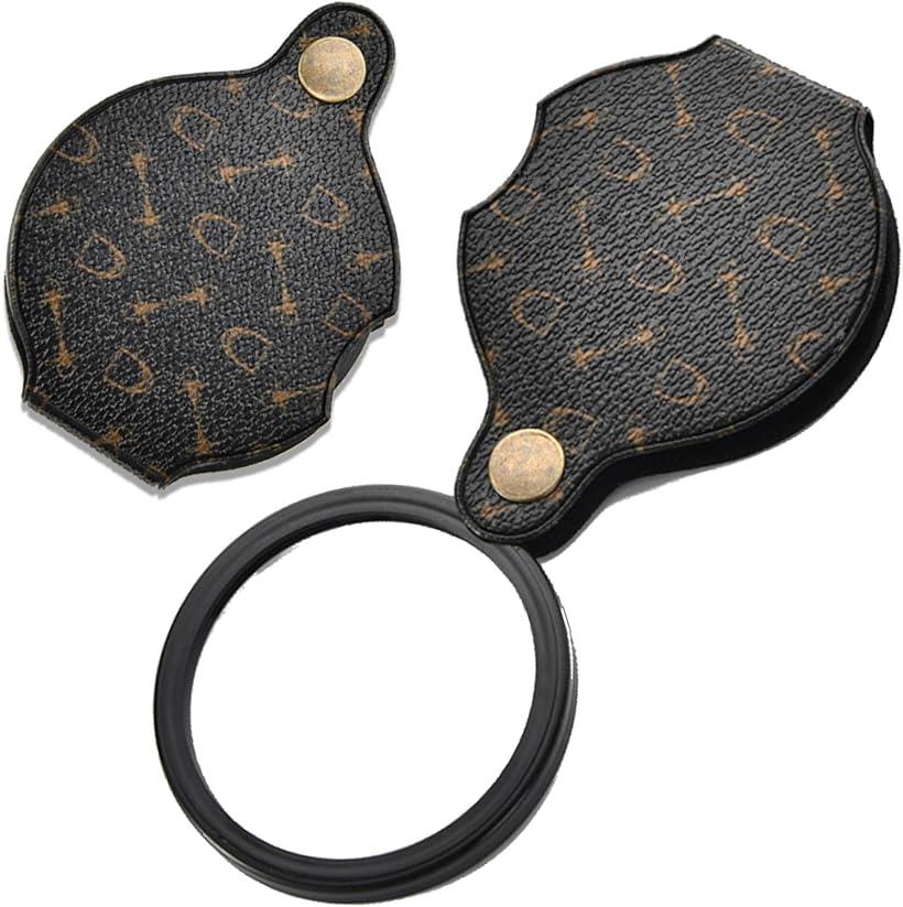 【楽天ランキング1位入賞】ルーペ 拡大鏡 15倍 PU革 携帯 メガネ おしゃれ 折り畳み レンズ直径70mm