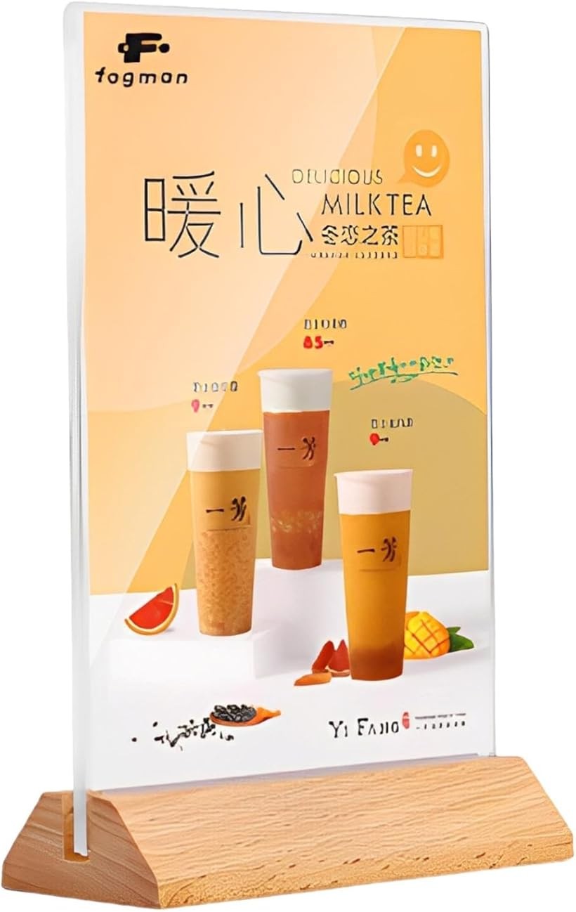 ポップスタンド メニュー A5 A6 縦 横 T型 L型 卓上 木製 広告 飲食店 A5/三角/縦 (木製)