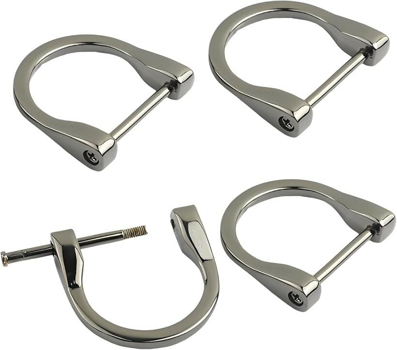 Dカン Dリング ネジ式 アクセサリ キーホルダー 金具 バックル 4個セット ブラック (ブラック)