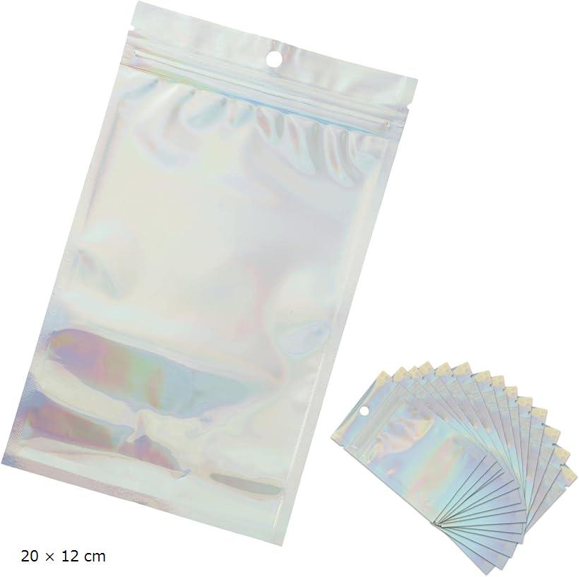 【楽天ランキング1位入賞】包装袋 チャック袋 アルミ 透明 銀 オーロラ ジッパー 変色防止 100枚セット 20 x 12 cm 18 cm 10 6 cm 13 20 x 12 cm
