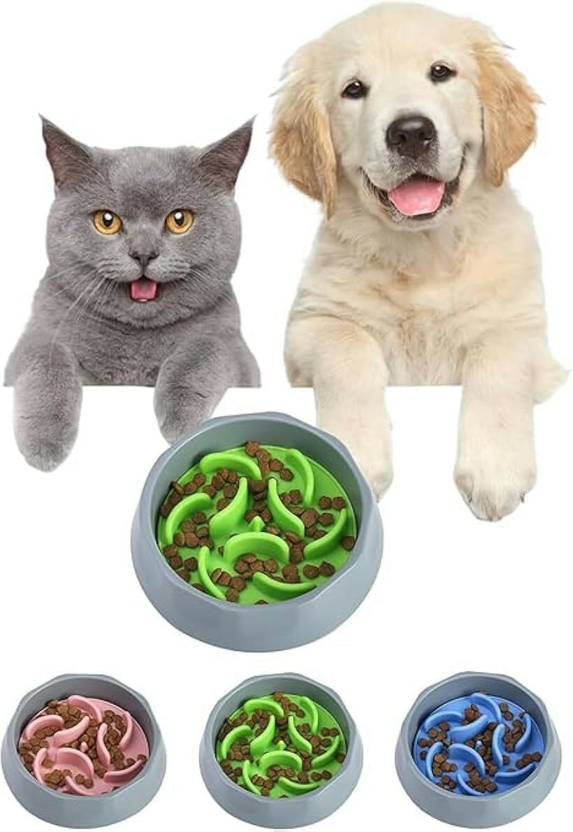 Rakuten - 早食い防止 フードボウル 犬 食器 猫 ペット 給食器 2in1｜嘔吐対策 + 肥満防止 洗いやすいです 分解可能シリコンパッド付 滑り止め食器