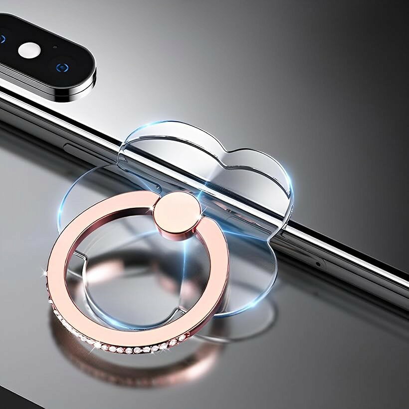 スマホリング スマホスタンド ホールド 360度回転 持ちやすい 吸着 透明 クリア クローバー (クローバー)