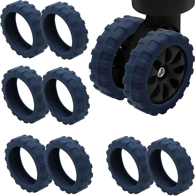 スーツケースカバー キャリー タイヤカバー キャスターカバー シリコン 8個セット ブルー Φ52-65x15mm (ブルー, Φ52-65x15mm)