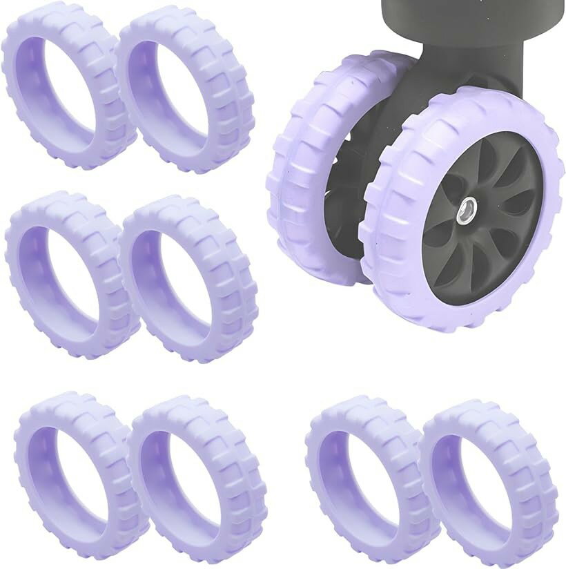 スーツケースカバー キャリー タイヤカバー キャスターカバー シリコン 8個セット パープル Φ52-65x15mm (パープル, Φ52-65x15mm)