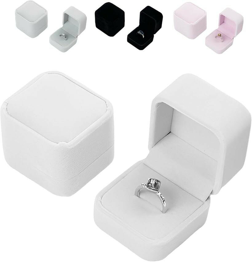 Accessories Supplies - 指輪ケース リングケース 指輪入れ ペアリングケース ジュエリーケース 2個セット ホワイト (ホワイト, 中)