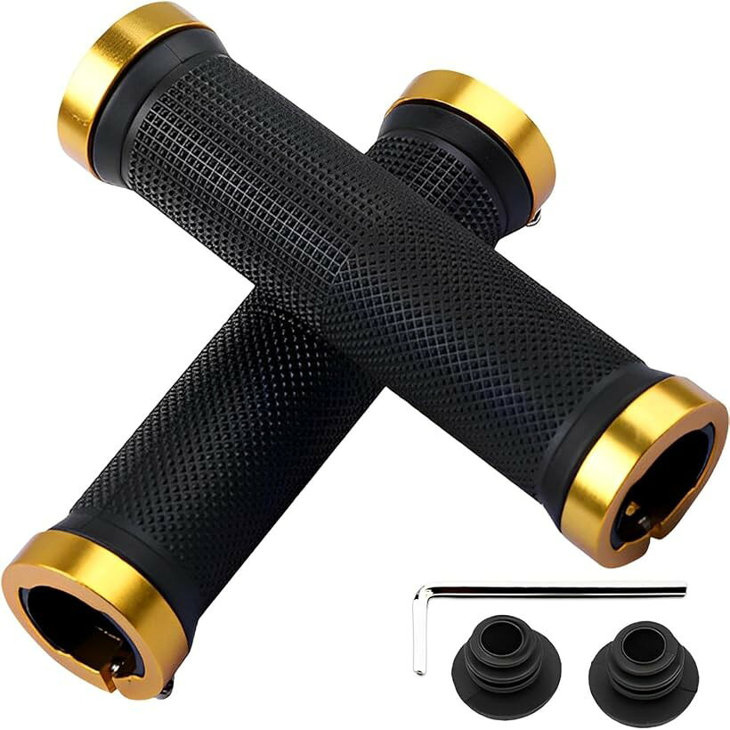 Grip - 自転車 グリップ クロスバイク マウンテンバイク ハンドルグリップ mtb 工具付き (イエロー, M)
