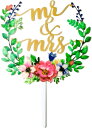 ケーキトッパー Mr & Mrs ピック リーフ 結婚式 ウエディング ブライダル デコレーション カラフル
