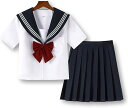 セーラー服 コスプレ 制服 半袖 プリーツスカート リボン 3点セット