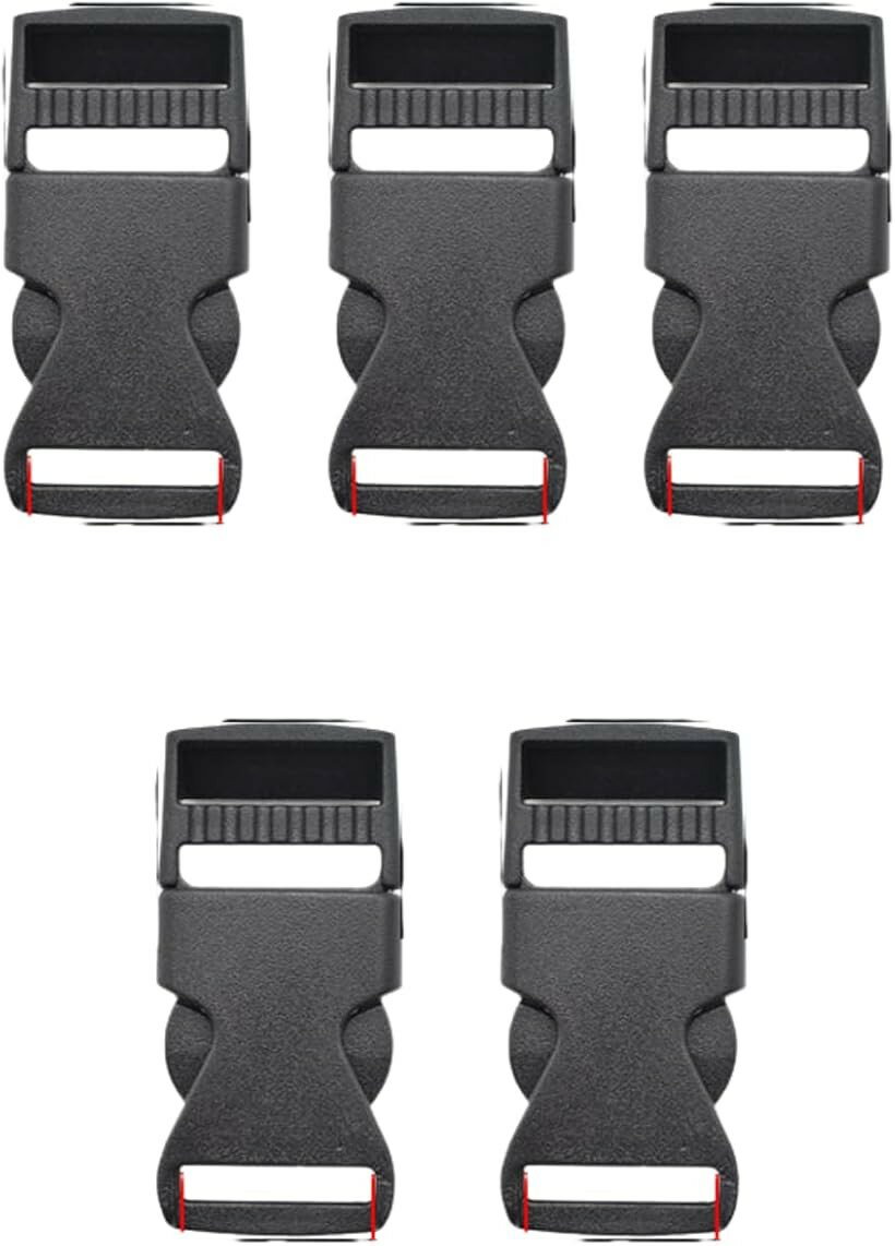 差し込みバックル プラスチック製 1.5cm/2.5cm幅対応 キャンプ・ハイキング・バックパック修理用 5個セット (2.5cm)