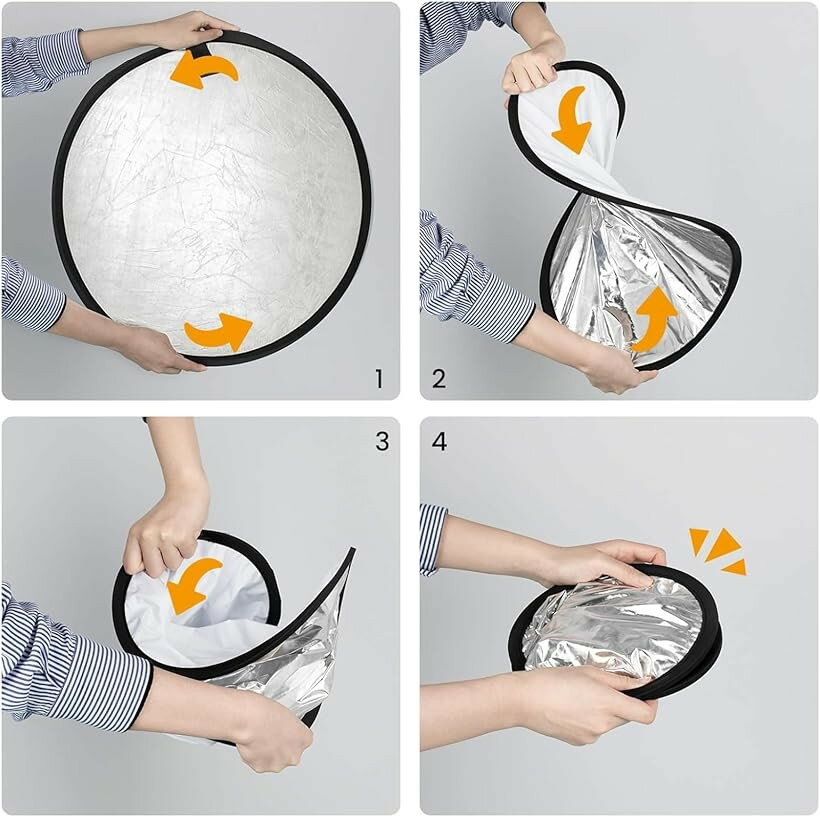 撮影用 レフ板 丸型 折りたたみ 収納バック (ゴールド, 80cm)