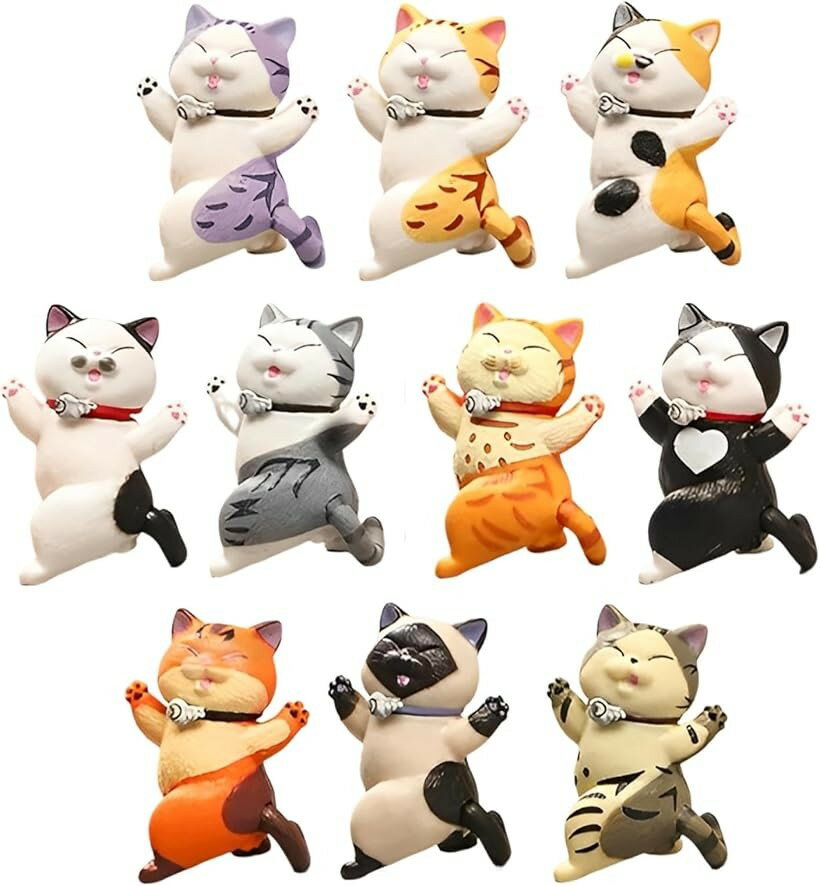 猫 フィギュア 置物 グッズ ミニフィギュア 雑貨 プレゼント (喝采10個セット)
