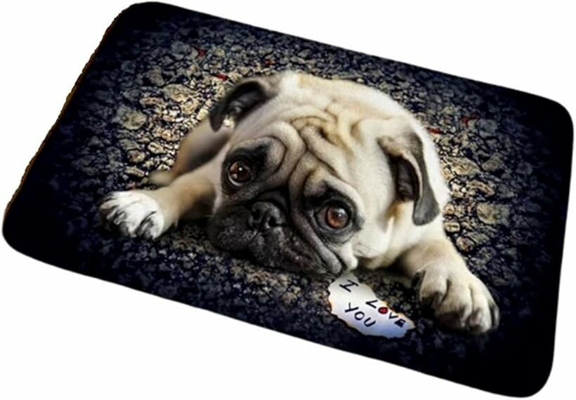 マット ラグ 床 屋内 軽量 薄い コンパクト ペット 犬 パグ グッズ 40x60 ナイトウォーク (ナイトウォーク, スモール)