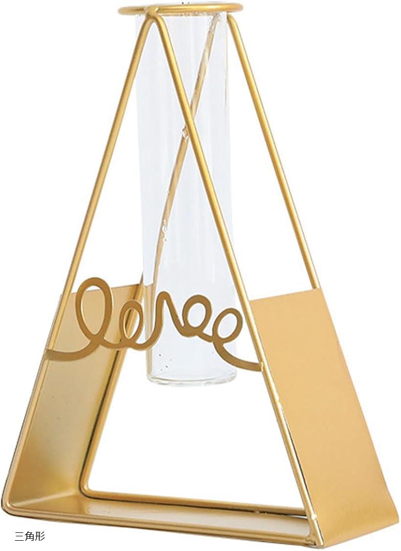 フラワーベース ガラス 円柱 ゴールド 北欧 花瓶 一輪挿し 容器 ボトル 試験管 水栽培 透明 インテリア 装飾 星型 長方形 三角形