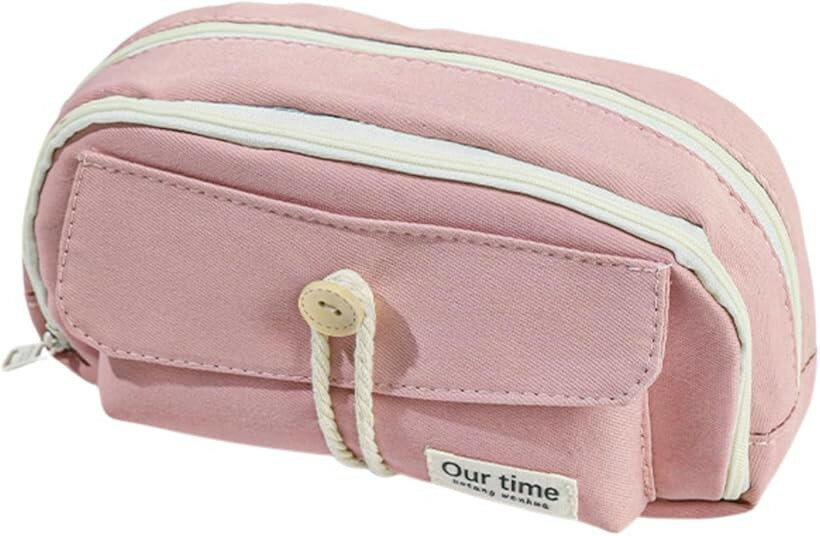 Rakuten - ペンケース 大容量 収縮でき 人気 少女 筆入れ 無地 多機能 ツールペンケース 帆布 (ピンク, 21.0cmx7cmx6cm)