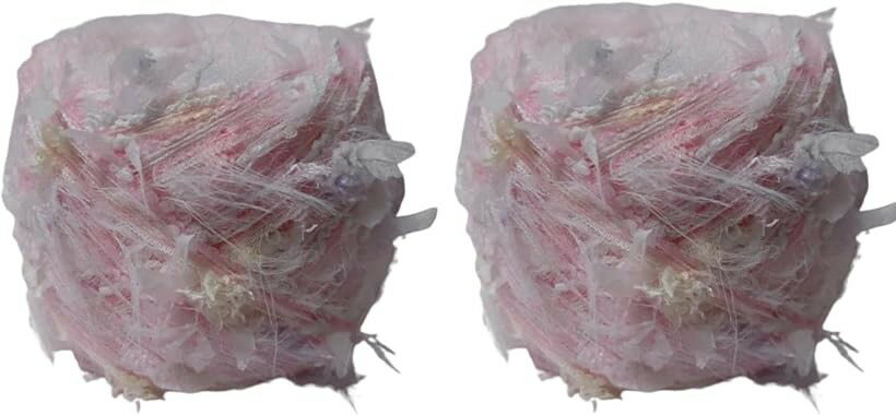 毛糸 混紡毛糸 2個セット 100g カラフル 編み糸 織り楽 ヘアピン 手袋 マフラー ネックレス 服 帽子 (ピンク, 2個セット)