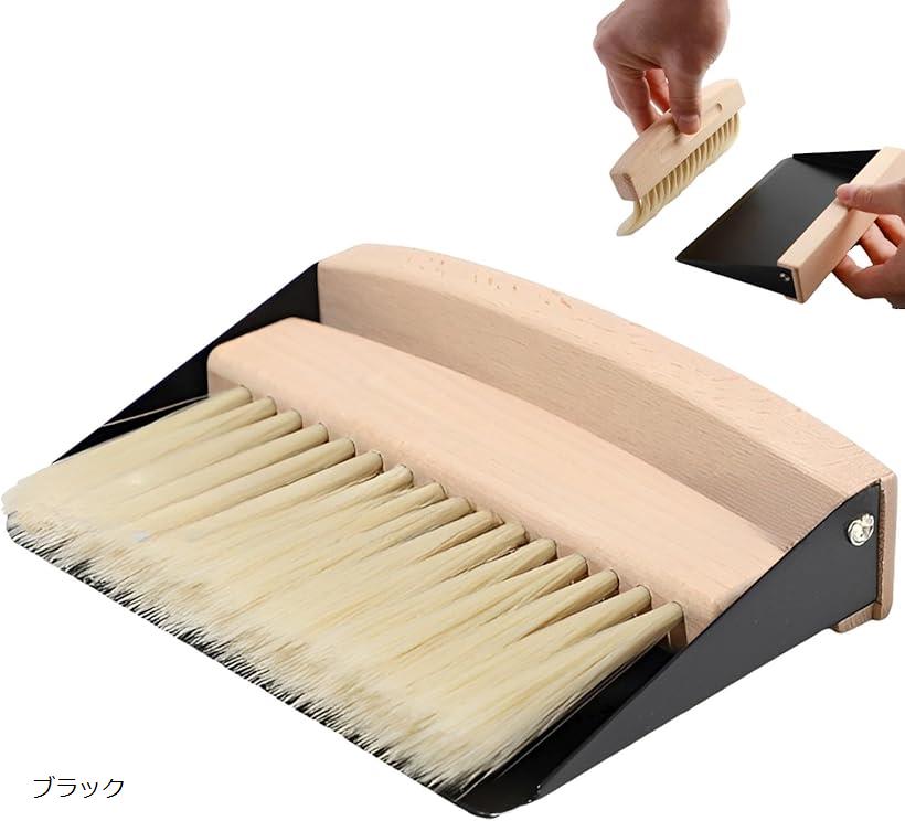 ほうき ちりとり 小型 室内用 ミニ セット 卓上 コンパクト 手軽 掃除 ブラック