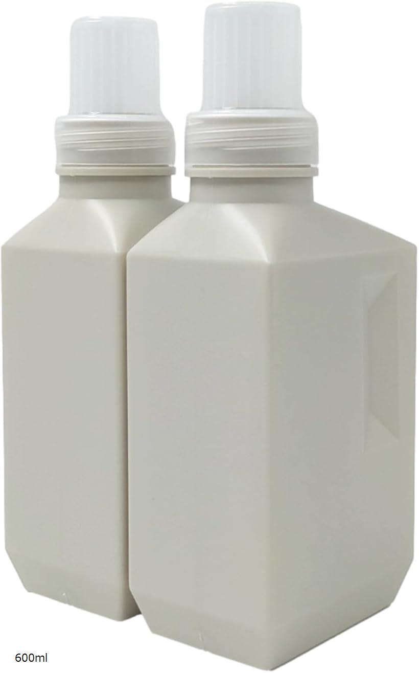 洗濯洗剤 詰め替えボトル ランドリーボトル 液体洗剤 柔軟剤 収納 2本セット グレー 600ml