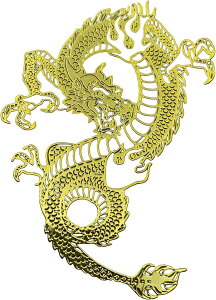 金運隆昌 商売運 仕事運 家運 邪気祓い ゴールド 金の竜 ドラゴン 龍 4.0x5.6cm 金色 金属 デカール シール 5枚E813R