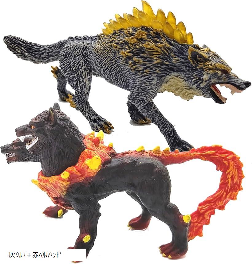 神話フィギュア スノーウルフ ヘルハウンド モンスター 人形 6+ 灰ウルフ＋赤ヘルハウンド 灰ウルフ＋赤ヘルハウンド