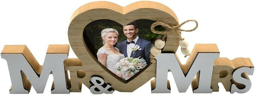 Rakuten - フォトフレーム ハート MR＆MRS カップル 夫婦 記念日 プレゼント 贈り物 おしゃれ インスタ 写真 スタンド 新婚 家族 写真立て 写真たて 卓上 インテリア A (A)