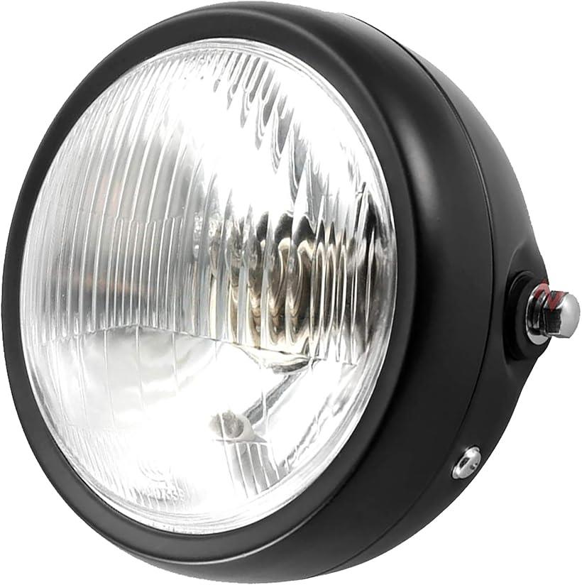 h＆b 汎用 バイク ガラス レンズ 丸目 ヘッド ライト パーツ スズキ GN125 ホンダ モンキー エイプ NS50F CB50 マグナ50 ブラック
