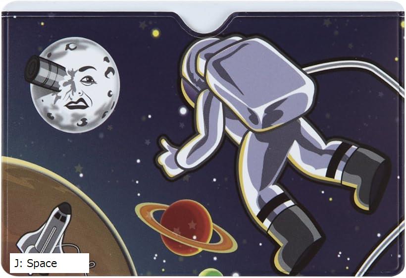 RFID スキミング防止 カードホルダー カードケース 海外旅行に便利 ICカードをプロテクト 防犯対策 スペイン人デザイナーのおしゃれな旅行用品 Space K: Blue Dots B: Retro J: Space