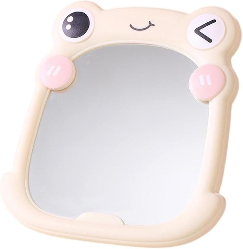 樂天商城 - ミラー 卓上 カエル かわいい 化粧鏡 デクス スタンド 壁掛け かがみ メイク メイクアップ 可愛い 蛙 机 インテリア ベージュ (ベージュ, 18.5x17x3cm)