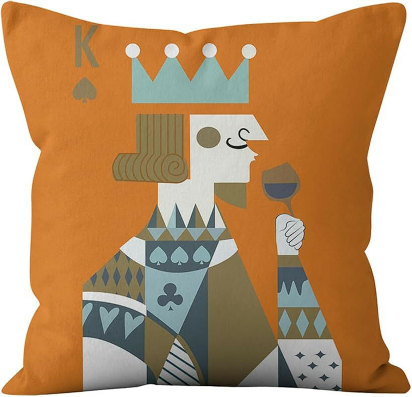 クッションカバー 45x45cm キング クイーン トランプ カード かわいい おしゃれ ポーカー アート デザイン リビング ソファ ベッド 背..