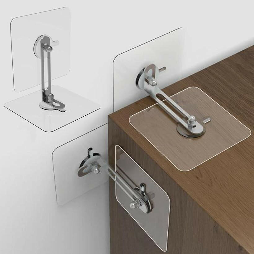 まとめ買い 家具 転倒防止 穴開け不要 目立たない クリア 金具 棚 賃貸 地震対策