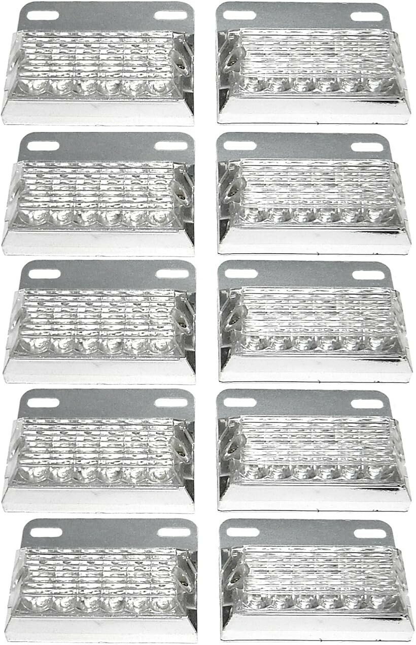 樂天商城 - 互換品トラック用 サイド マーカー 角型 12 LED 24V 標識 ランプ 汎用 10個 セット オレンジ/ブルー/ホワイト (ホワイト)