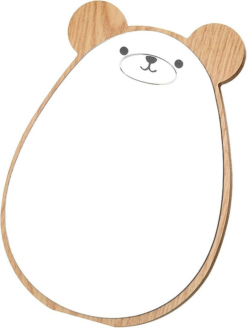 卓上 ミラー 動物 かわいい 木製 化粧鏡 スタンド メイク アップ コスメ 美容 アニマル インテリア かがみ ギフト プレゼント (クマ顔あり, 長さ20.5 x 幅15 cm)
