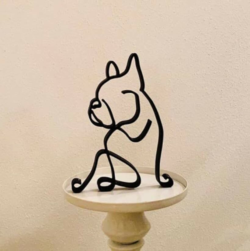 Interior Accessories - 置物 インテリア 犬 猫 オブジェ 北欧 ワイヤー インテリア雑貨 チワワ ブルドッグ 韓国 (黒, ブルドッグ)