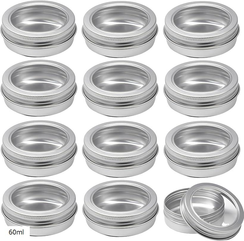 アルミ缶 小物収納 窓付き 小分け ディスプレイ 12個セット 15ml 5ml 30ml 60ml