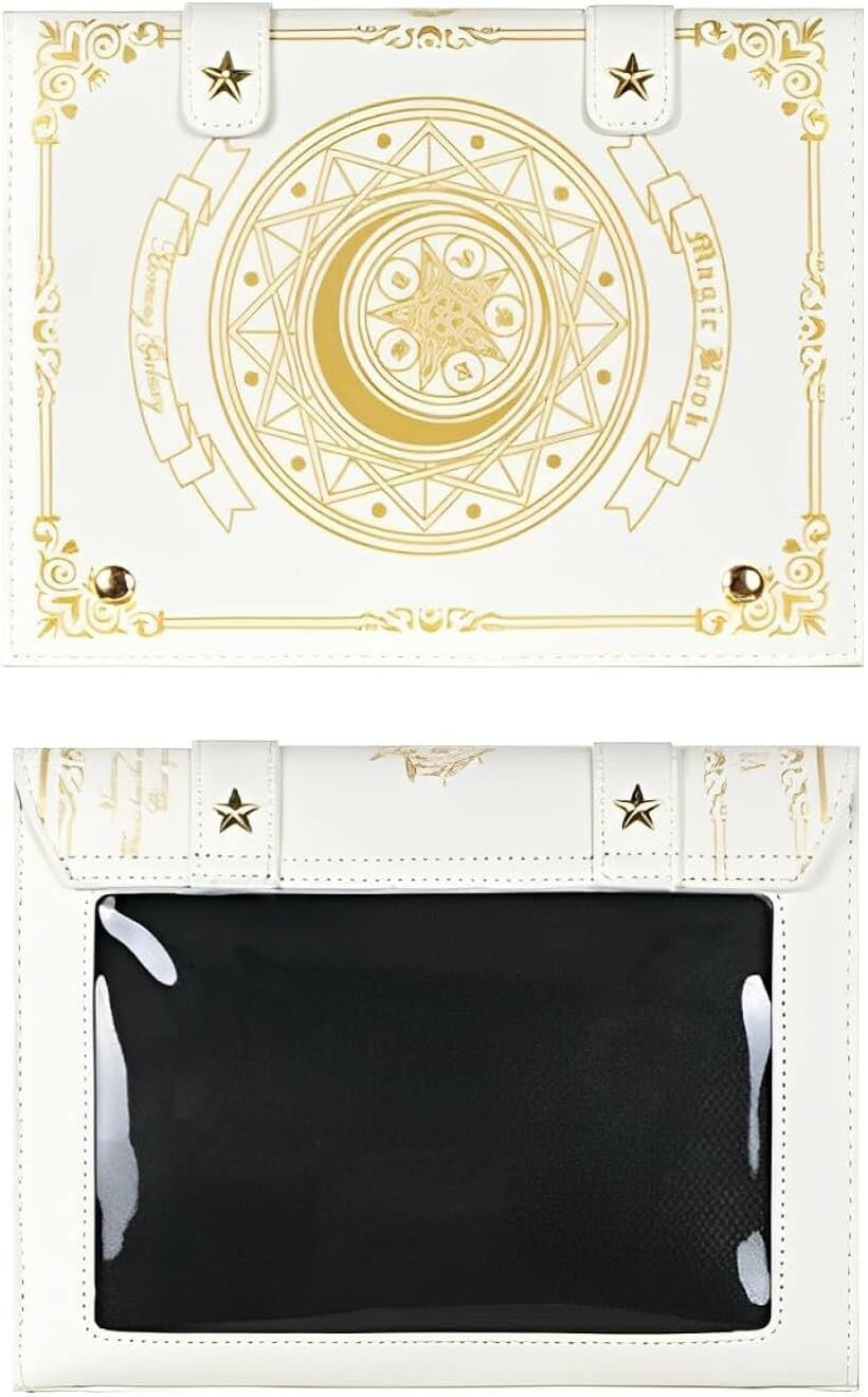 Rakuten - 痛バッグ ショルダー 小さめ 本型 魔法陣 ミニ 地雷系 ゴシック ゴスロリ 推し活バッグ レザー調 おしゃれ かわいい (ホワイト, Free Size)