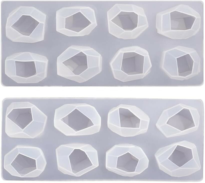 シリコンモールド クリスタル ファセット2個セット 不規則 UVレジン 石鹸 製氷 手作り