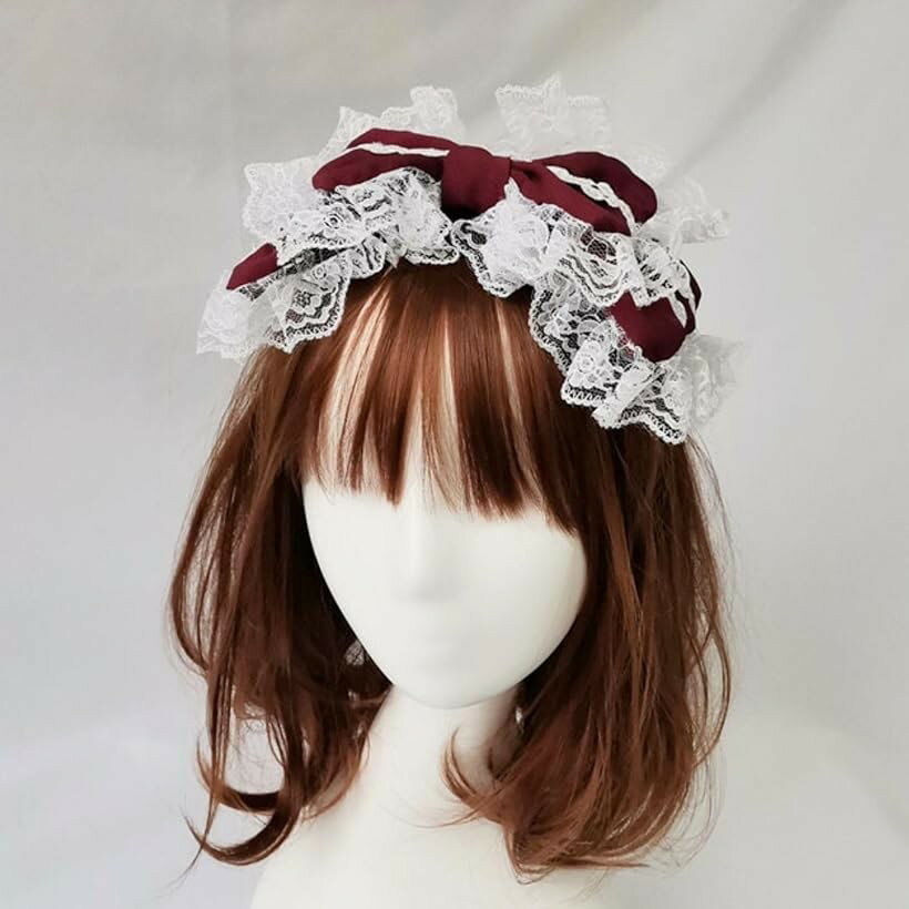 カチューシャ レディース ヘアバンド ヘアアクセサリー ヘッドドレス リボン レース 地雷系 量産型 姫 韓国 ロリータ ゴスロリ ガーリー かわいい おしゃれ 人気 (レッド)