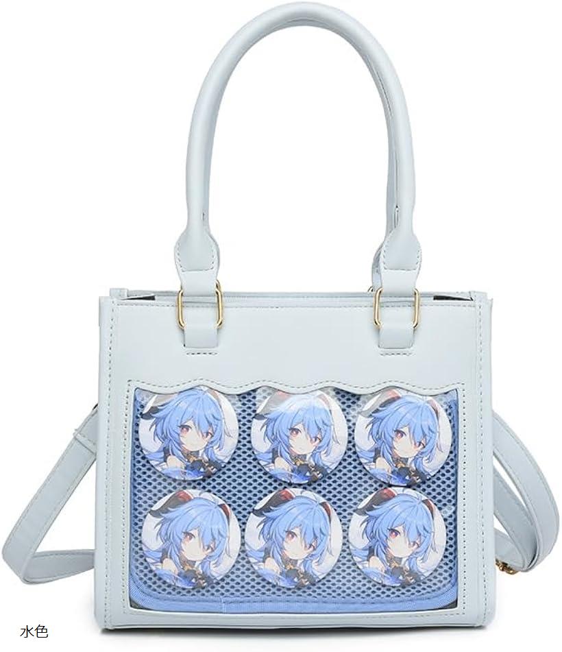 痛バッグ 小さめ ミニ ハンドバッグ ショルダーバッグ トートバッグ 2WAY 痛バック 推し活バッグ レザー調 かわいい おしゃれ ピンク ブラウン ホワイト ブラック 水色