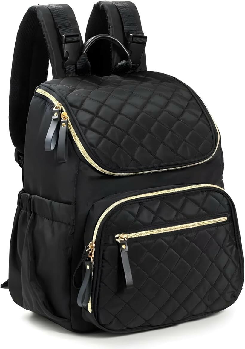 Mother'S Bags - マザーズバッグ リュック マザーズリュック 軽量 大容量 マザーズバック ママバッグ リュックサック カバン おしゃれ かわいい 旅行 お出かけ 通園 荷物入れ 人気 ギフト (ブラック, 横33cm x 縦38cm x 奥行き15.)