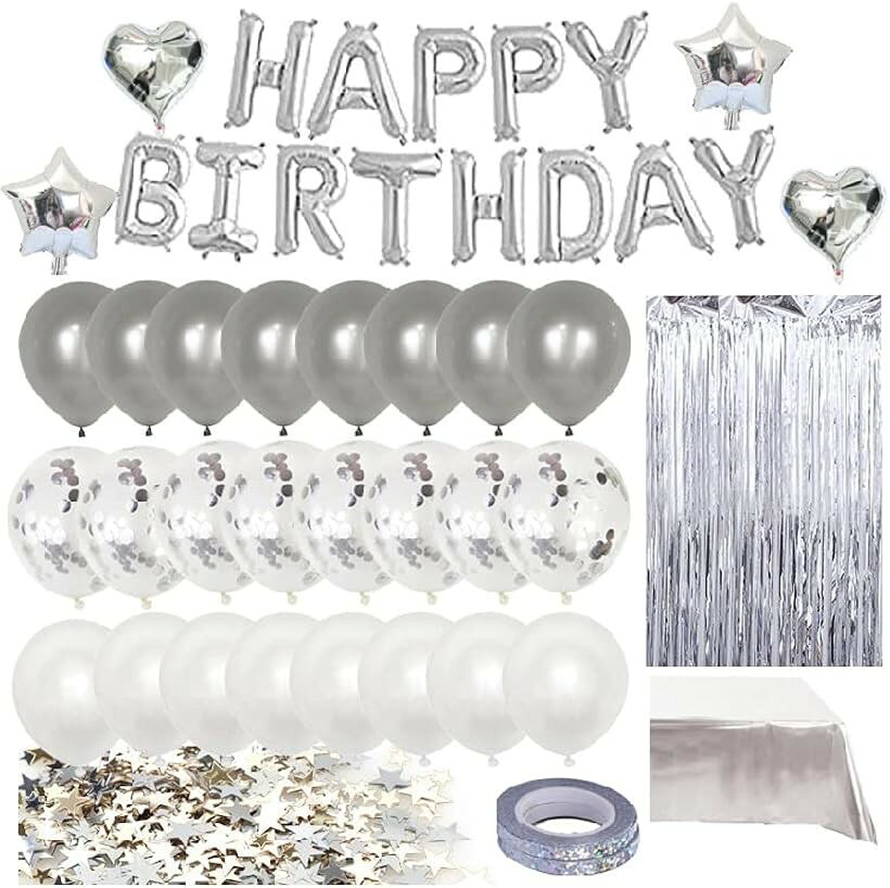 バリエーションコード : 2b4113yscf商品コード2b4cn0w64q商品名バースデーバルーン happy birthday decorations 45点ボリュームセットブランドWAN　1　dreamカラーシルバー・「豪華セット内容 」(1)バルーン41個セット（文字風船、カラー風船、ラメ風船、ハート星形風船）(2)模様替えセット（テーブルクロス、カーテン）(3)パーティセット（紙吹雪、リボン）(1)～(3)まですべて同梱されており、これ一つでかけがえのない一日を演出してください＊彡（商品画像の中にセット一覧がありますのでご確認ください。）・「インパクト抜群　インスタ映えする飾り　」 サイズが大きいことやお好みのカラーで統一された飾りつけは、実際にお部屋を装飾すると想像以上のインパクトを生み出します。・「高品質」 高品質なアルミフィルム素材を使用しているため空気がほとんど抜けません。長時間そのままにしておいても問題なし。 また、無毒・無臭のため小さなお子様のいるご家庭でも安心して使用することが出来ます。※ 他ネットショップでも併売しているため、ご注文後に在庫切れとなる場合があります。予めご了承ください。※ 品薄または希少等の理由により、参考価格よりも高い価格で販売されている場合があります。ご注文の際には必ず販売価格をご確認ください。※ 沖縄県、離島または一部地域の場合、別途送料の負担をお願いする場合があります。予めご了承ください。※ お使いのモニタにより写真の色が実際の商品の色と異なる場合や、イメージに差異が生じることがあります。予めご了承ください。※ 商品の詳細（カラー・数量・サイズ 等）については、ページ内の商品説明をご確認のうえ、ご注文ください。※ モバイル版・スマホ版ページでは、お使いの端末によっては一部の情報が表示されないことがあります。すべての記載情報をご確認するには、PC版ページをご覧ください。