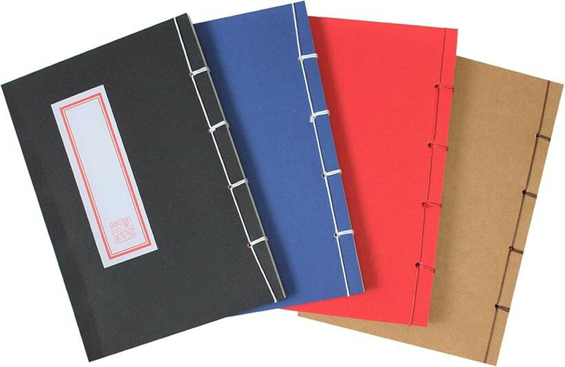 和綴じノート-A5-縦書き文房具-ノート 自由帳-日記帳-俳句ノート オフホワイト-120ページ 4冊セット マルチ4 (マルチ4)