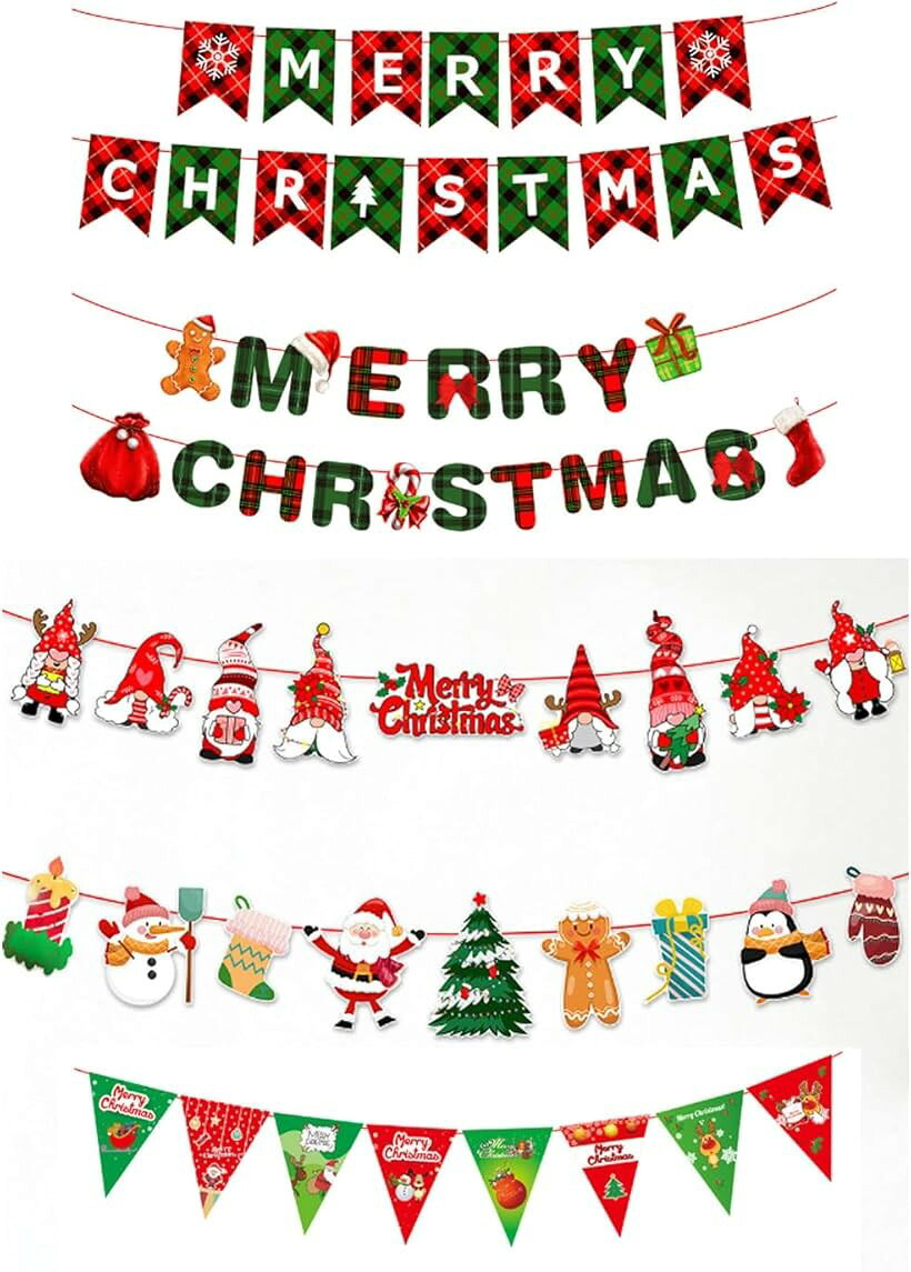Garland - クリスマスガーランドセット 色々5柄入り オーナメント クリスマスパーティー 飾りつけ 装飾 タイプB (マルチ, フリーサイズ)