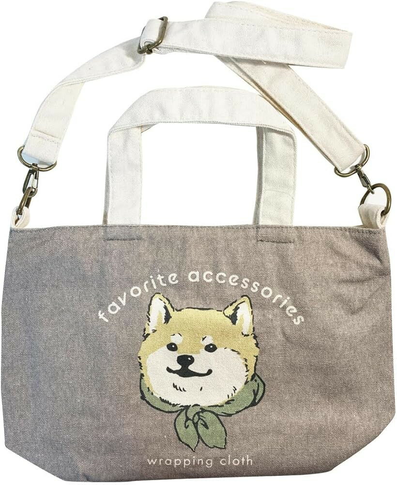 Knapsack Carrier - お散歩キャンバス帆布トート キャンバストート 犬用 犬柄 アウトドア マナーバッグ (オフホワイト(柴犬), 約横35.5cmx縦15cmxマチ12cm)