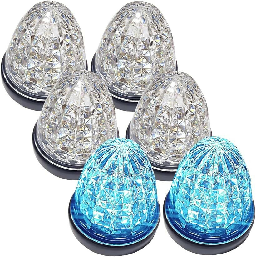 樂天商城 - 互換品 カスタマイズ 24V トラック用 LED マーカーランプ サイド クリスタルカット仕様 16LED 汎用 シーリングタイプ防水 各色 (クリアレンズ アイスブルー, 6個)